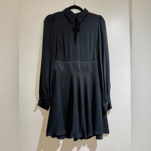 Zara Black Long Sleeve Mini dress with velvet details size small